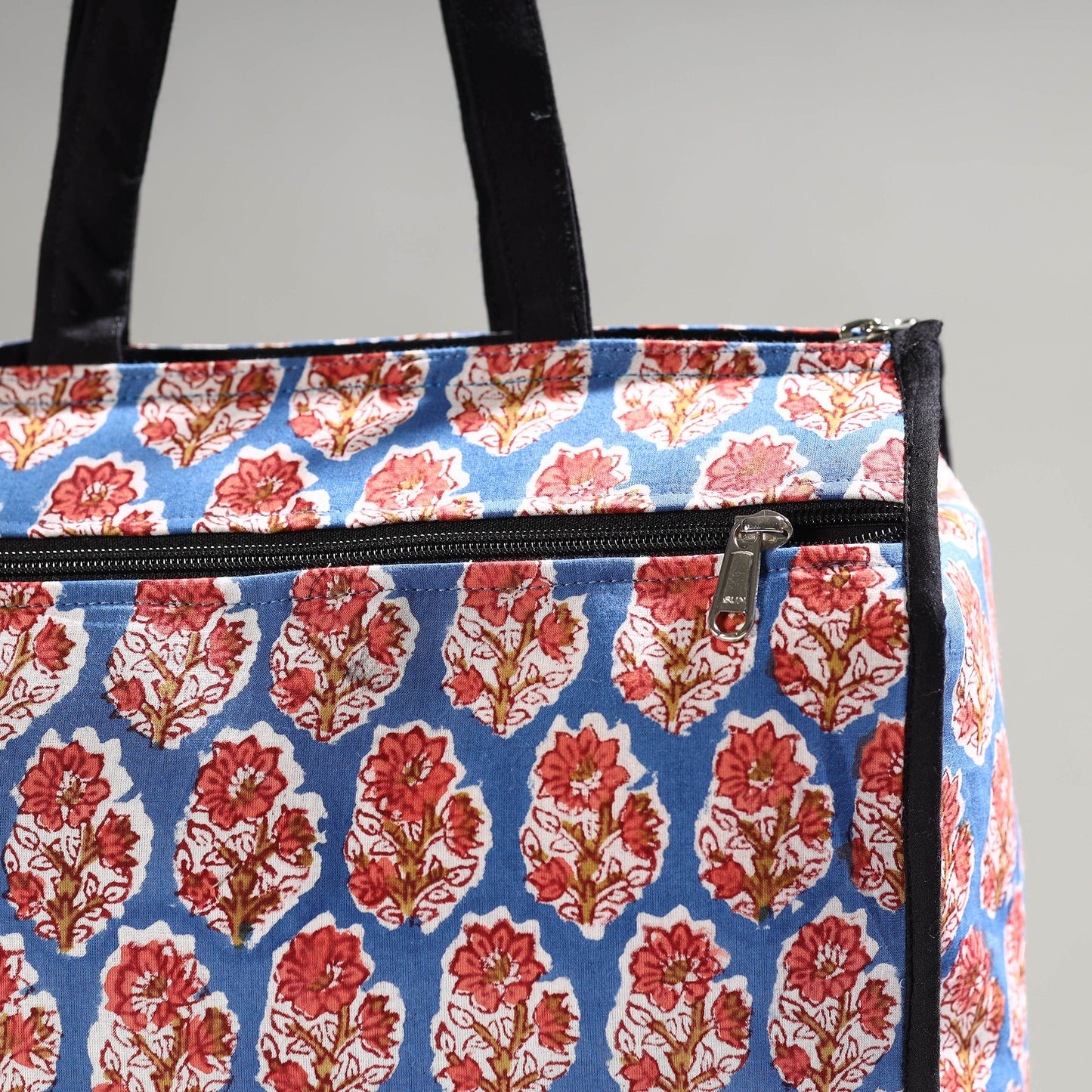 Blue Handmade Sanganeri Block Printed Cotton Shopping Bag