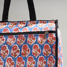 Blue Handmade Sanganeri Block Printed Cotton Shopping Bag
