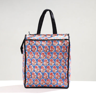 Blue Handmade Sanganeri Block Printed Cotton Shopping Bag