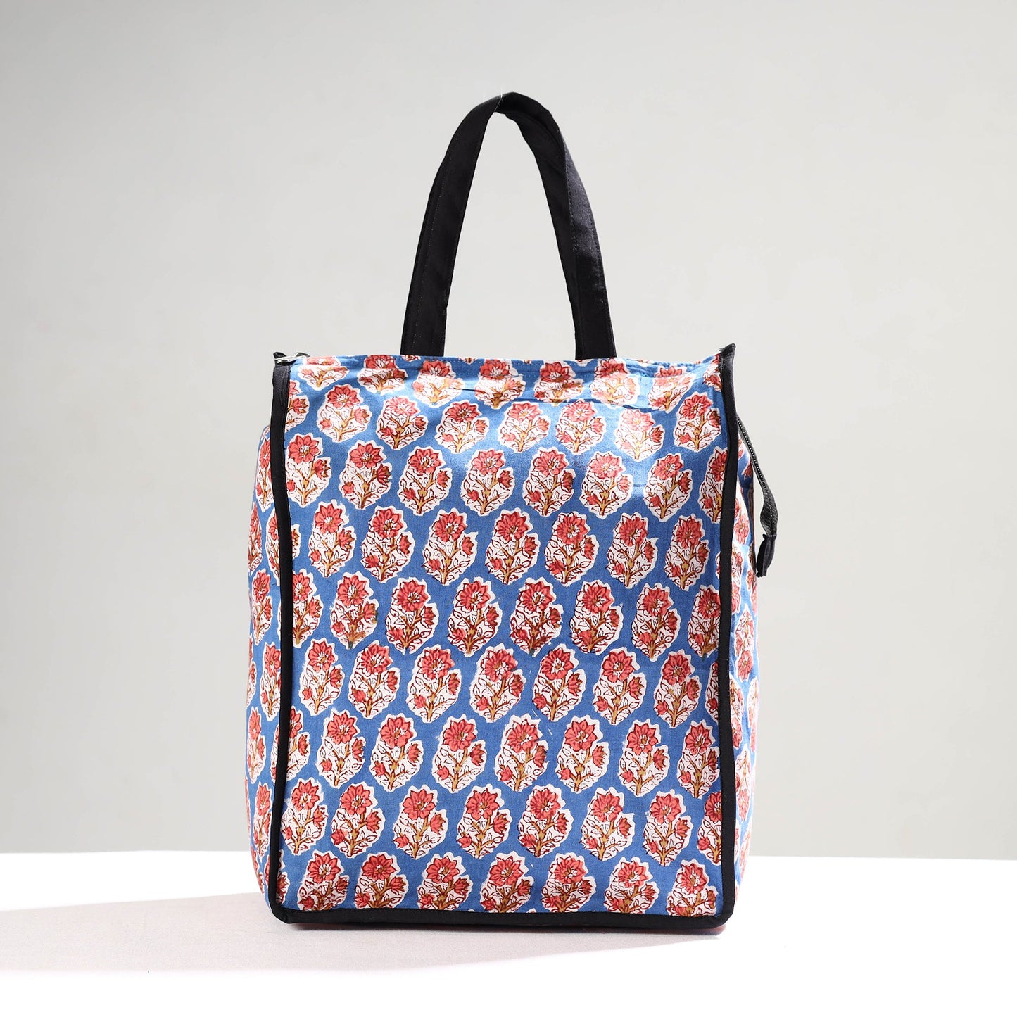 Blue Handmade Sanganeri Block Printed Cotton Shopping Bag