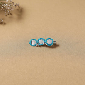 Handmade thread mirror work hair clip 05 - handcrafted