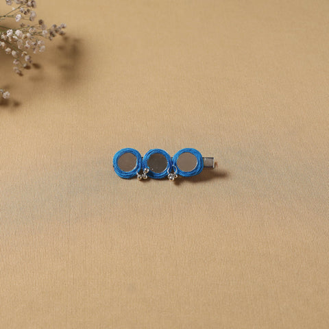 Handmade thread mirror work hair clip 10 - handcrafted
