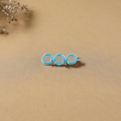 Handmade thread mirror work hair clip 15 - handcrafted