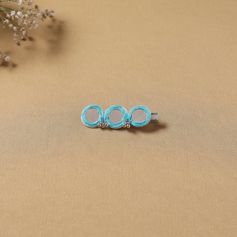 Handmade thread mirror work hair clip 15 - handcrafted