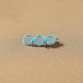 Handmade thread mirror work hair clip 15 - handcrafted
