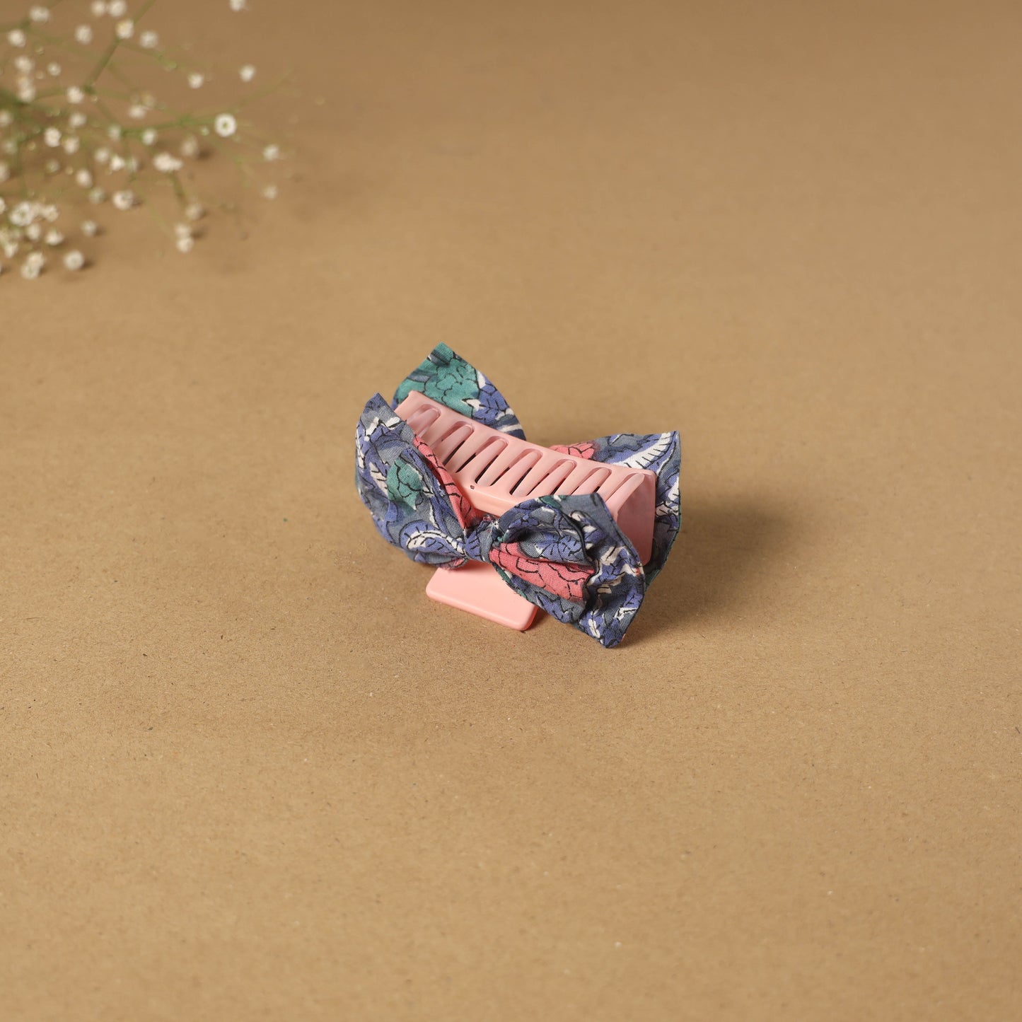 Blue - handmade women’s bow hair claw clip 03 - handcrafted