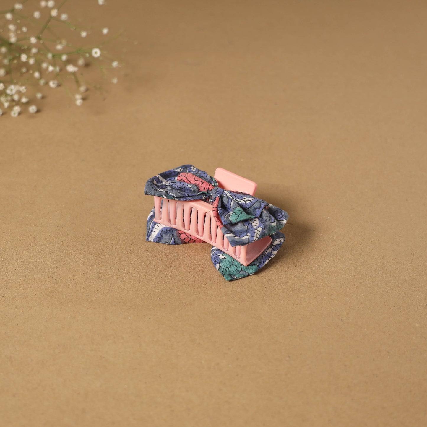 Blue - handmade women’s bow hair claw clip 03 - handcrafted