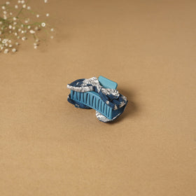 Blue - handmade women’s bow hair claw clip 38 - handcrafted