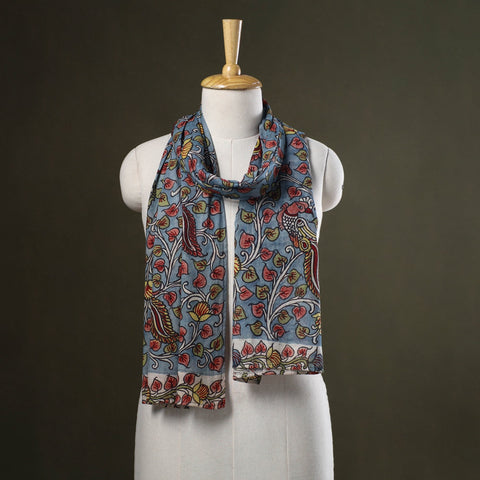 Blue Handpainted Cotton Kalamkari Stole