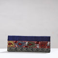 Blue Handpainted Kalamkari Ghicha Silk Clutch
