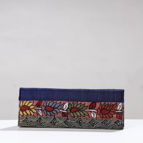 Blue Handpainted Kalamkari Ghicha Silk Clutch