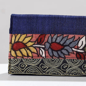 Blue Handpainted Kalamkari Ghicha Silk Clutch