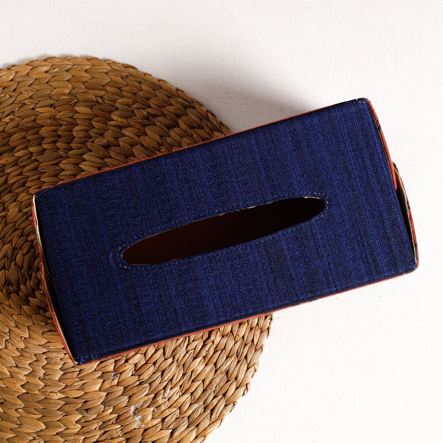  Blue Handpainted Kalamkari Natural Dyed Cotton Tissue Box 