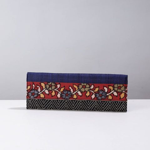 Blue Handpainted Kalamkari Natural Dyed Ghicha Silk Clutch