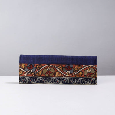 Blue Handpainted Kalamkari Natural Dyed Ghicha Silk Clutch
