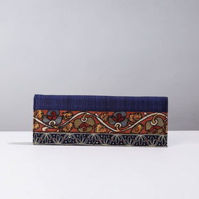 Blue Handpainted Kalamkari Natural Dyed Ghicha Silk Clutch