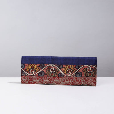 Blue Handpainted Kalamkari Natural Dyed Ghicha Silk Clutch