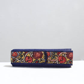 Blue Handpainted Kalamkari Natural Dyed Ghicha Silk Earrings Pouch 01 