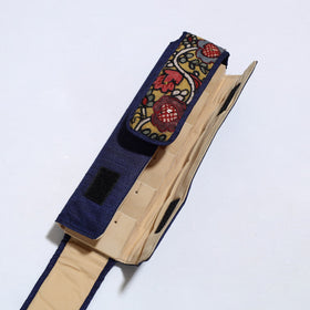 Blue Handpainted Kalamkari Natural Dyed Ghicha Silk Earrings Pouch 01 