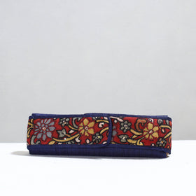 Blue Handpainted Kalamkari Natural Dyed Ghicha Silk Earrings Pouch 03 