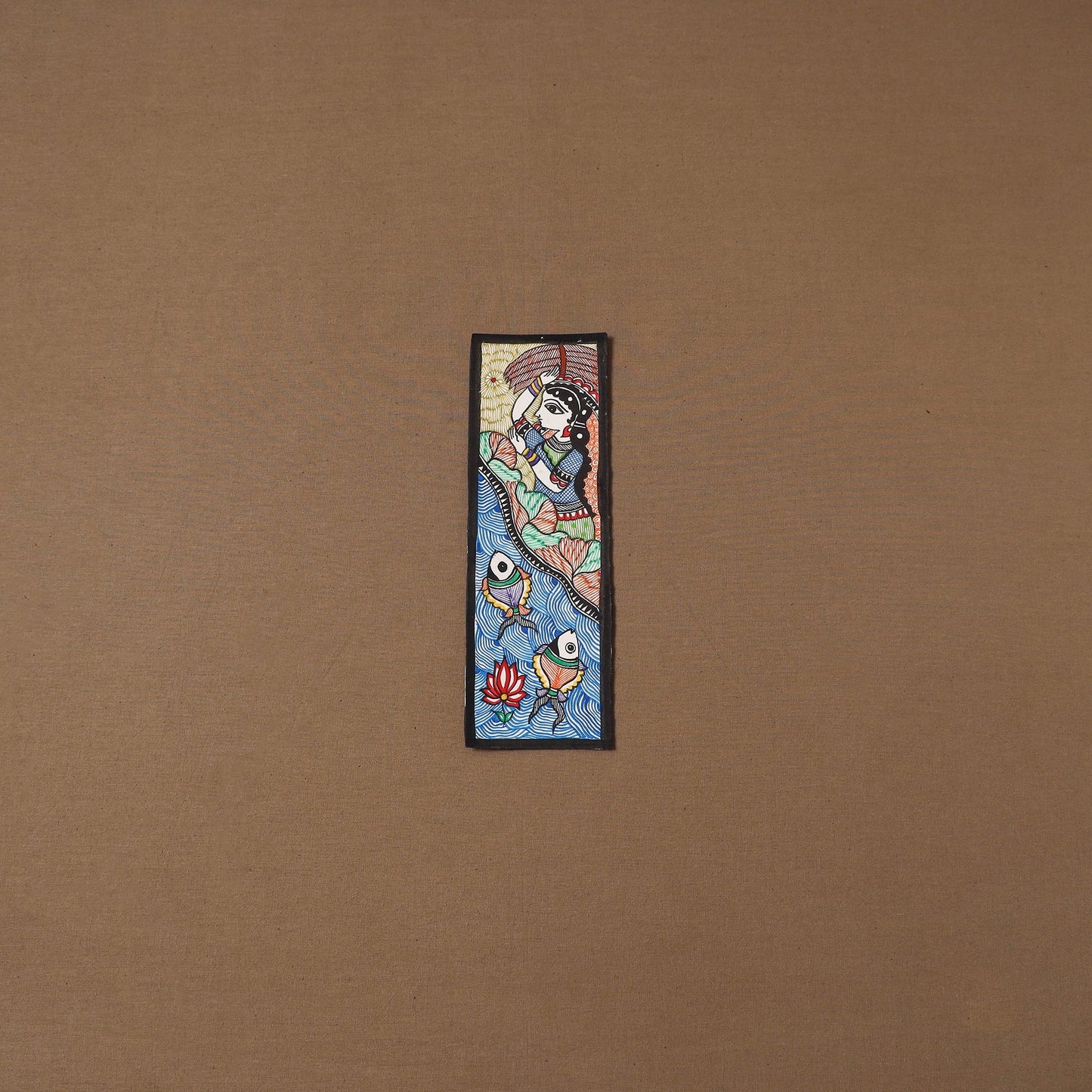 Handpainted madhubani painting by hira devi (11 x 3 in) 80