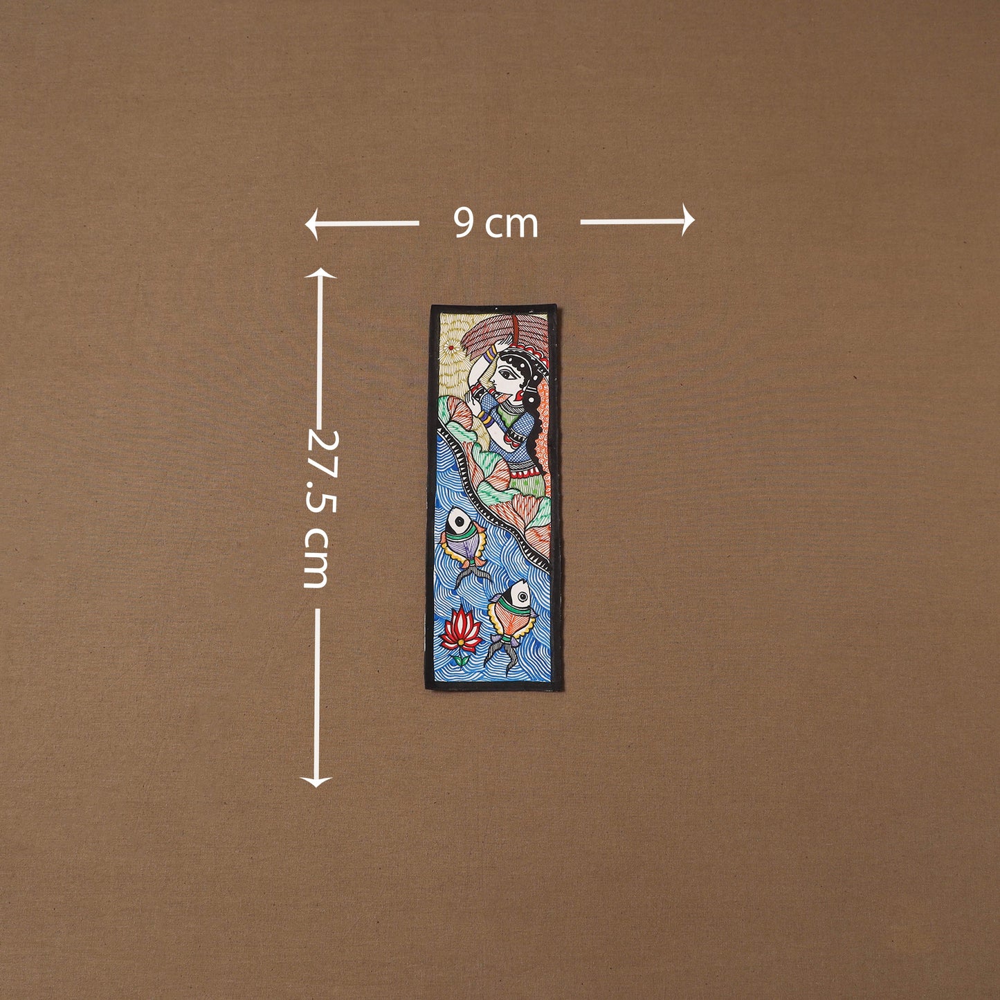 Handpainted madhubani painting by hira devi (11 x 3 in) 80