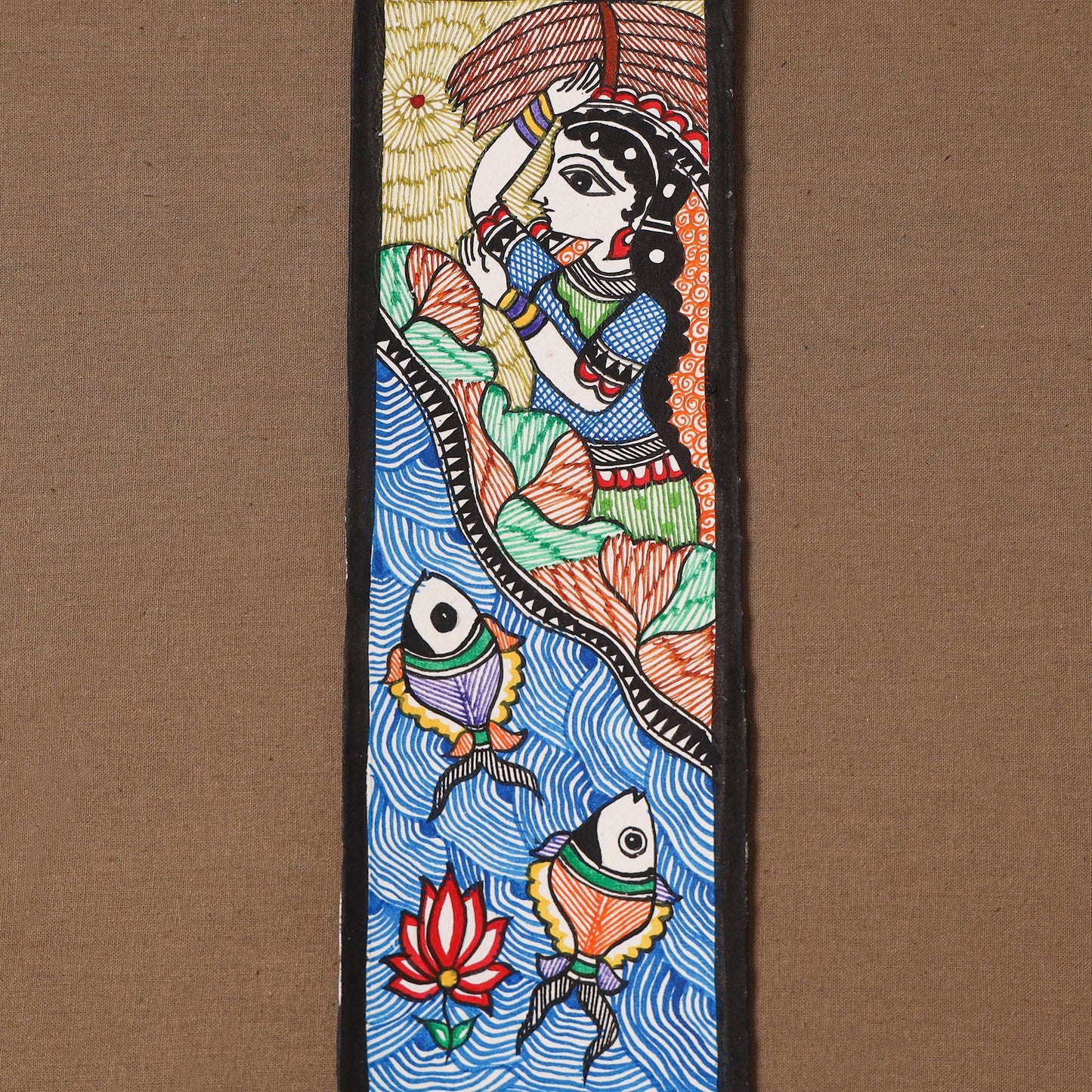 Handpainted madhubani painting by hira devi (11 x 3 in) 80