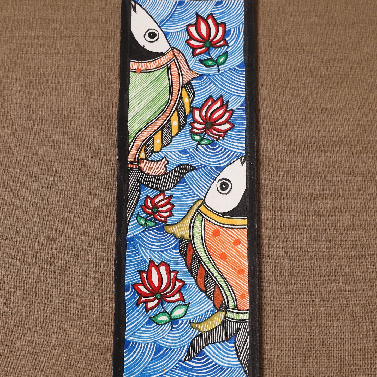 Handpainted madhubani painting by hira devi (11 x 3 in) 86