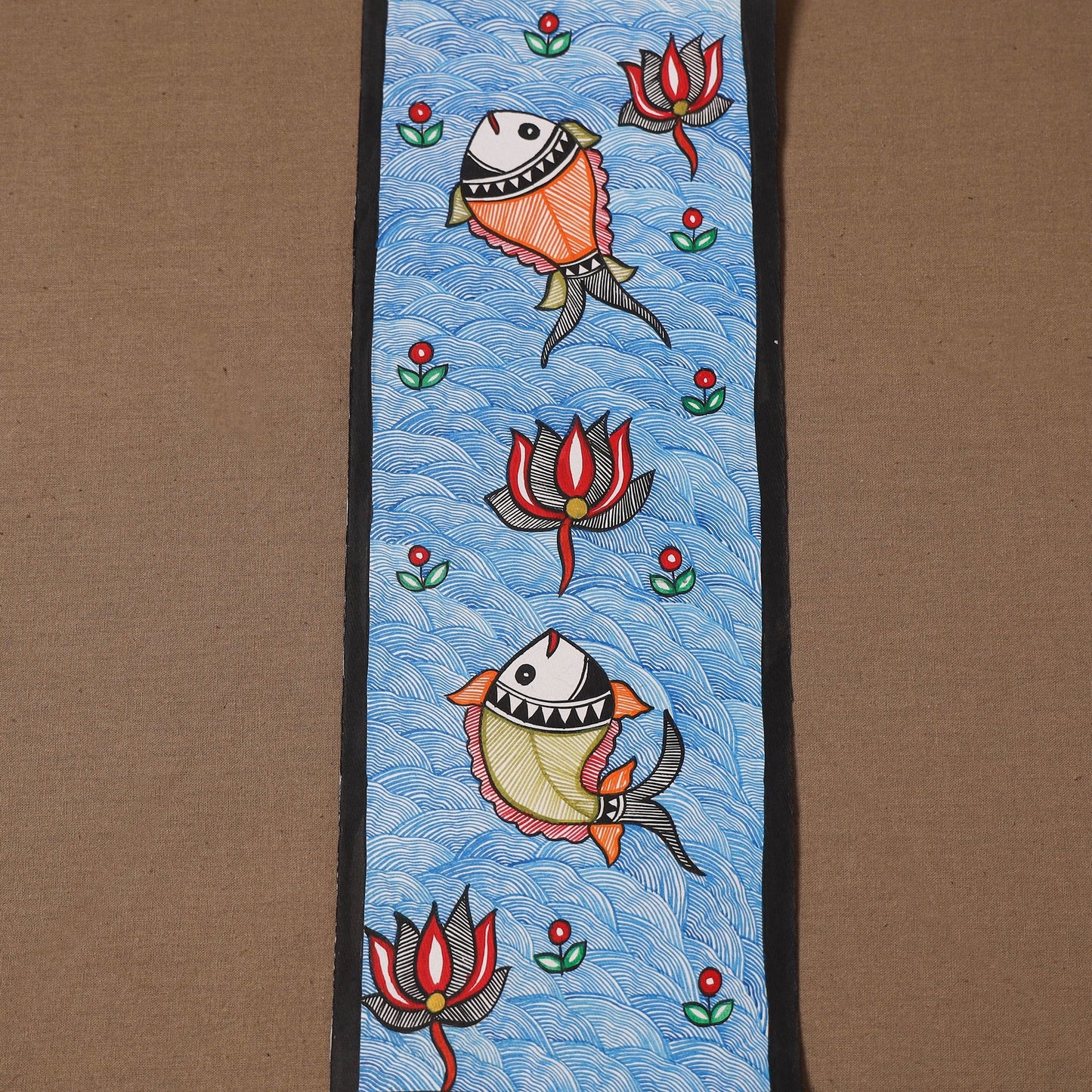 Handpainted madhubani painting by hira devi (15 x 5 in) 121