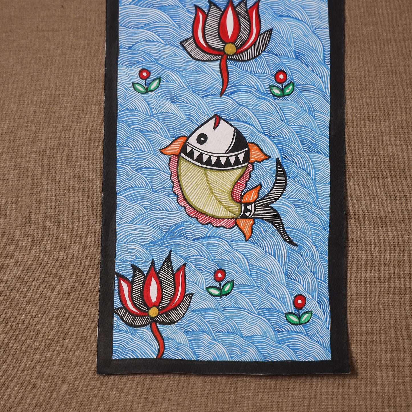 Handpainted madhubani painting by hira devi (15 x 5 in) 121