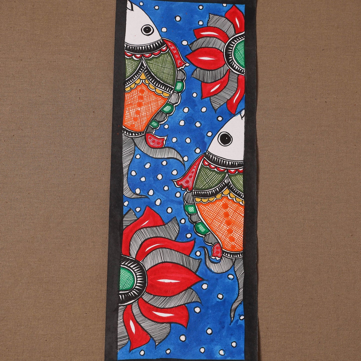 Handpainted madhubani painting by hira devi (15 x 5 in) 126