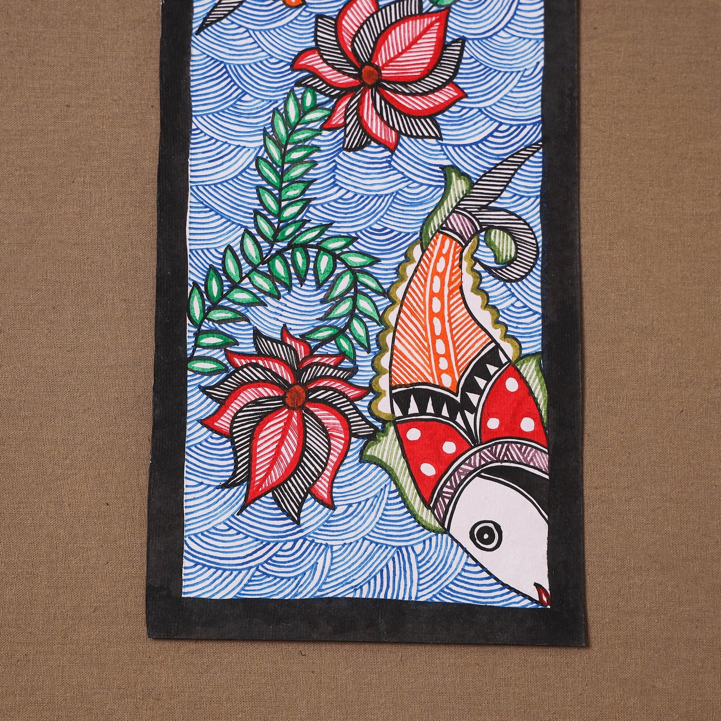 Handpainted madhubani painting by hira devi (15 x 5 in) 127