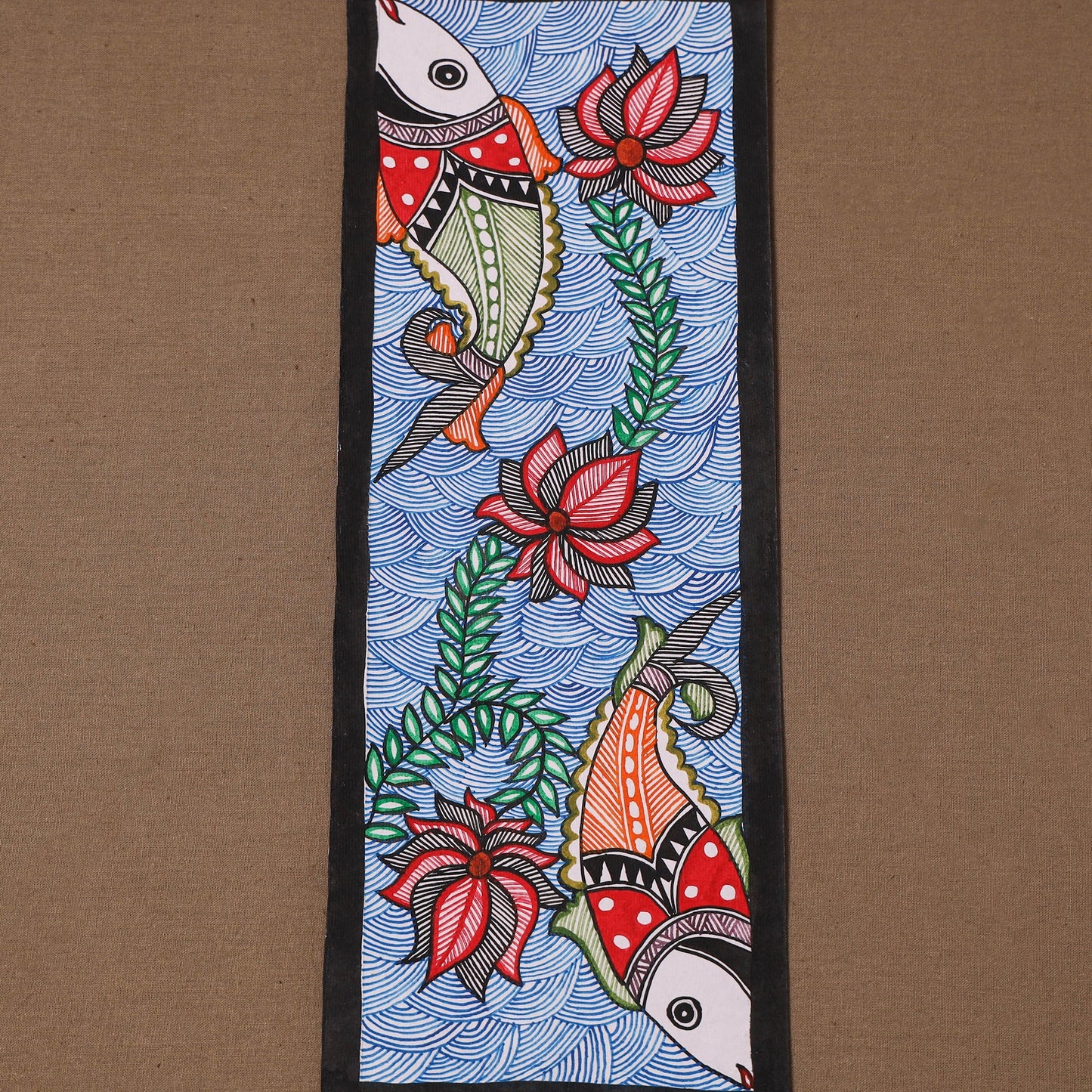 Handpainted madhubani painting by hira devi (15 x 5 in) 127