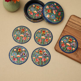 Blue - handpainted paper mache coaster with box (set of 6)