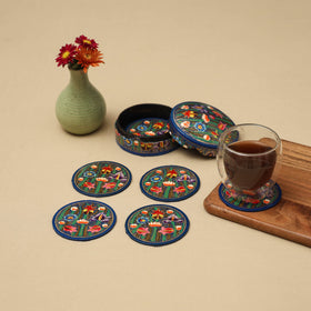 Blue - handpainted paper mache coaster with box (set of 6)