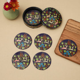 Blue - handpainted paper mache coaster with box (set of 6)
