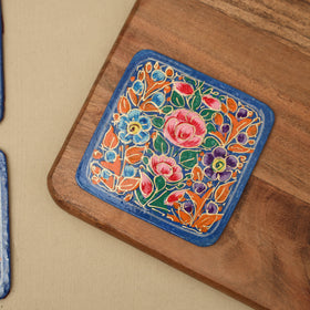 Blue - handpainted paper mache coaster with box (set of 6)