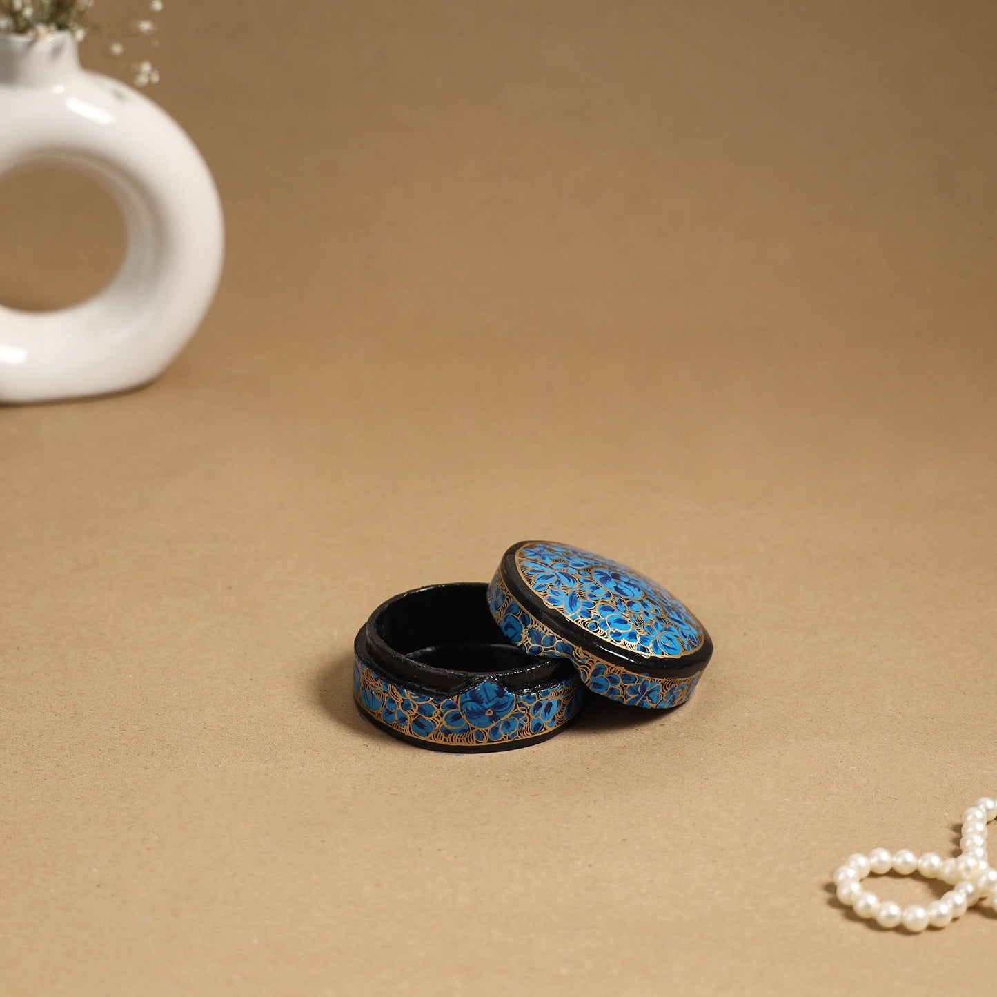 Blue - handpainted paper mache multipurpose box 13