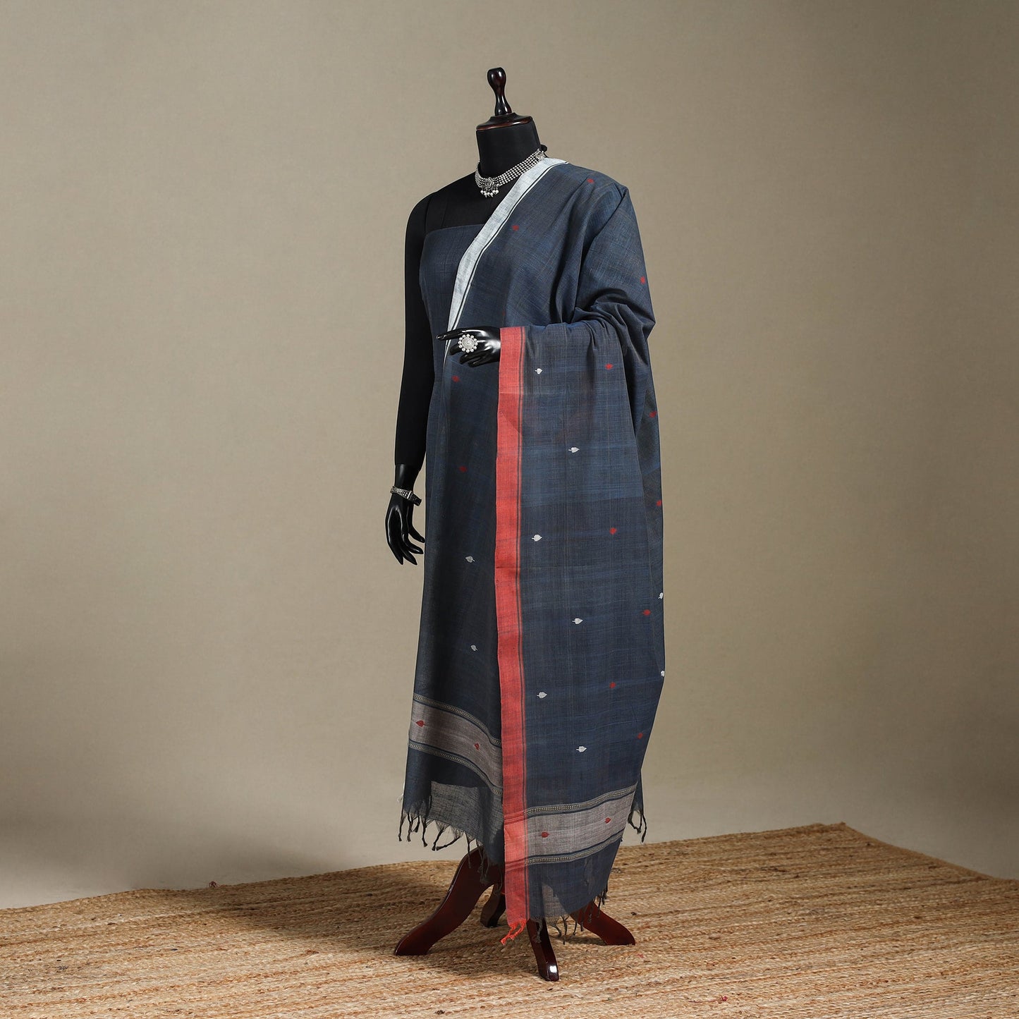 Peach - handspun handloom buti natural dyed cotton