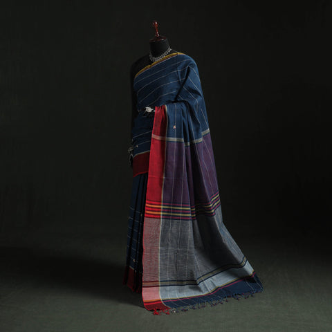 Blue - handspun handloom cotton srikakulam jamdani saree 11