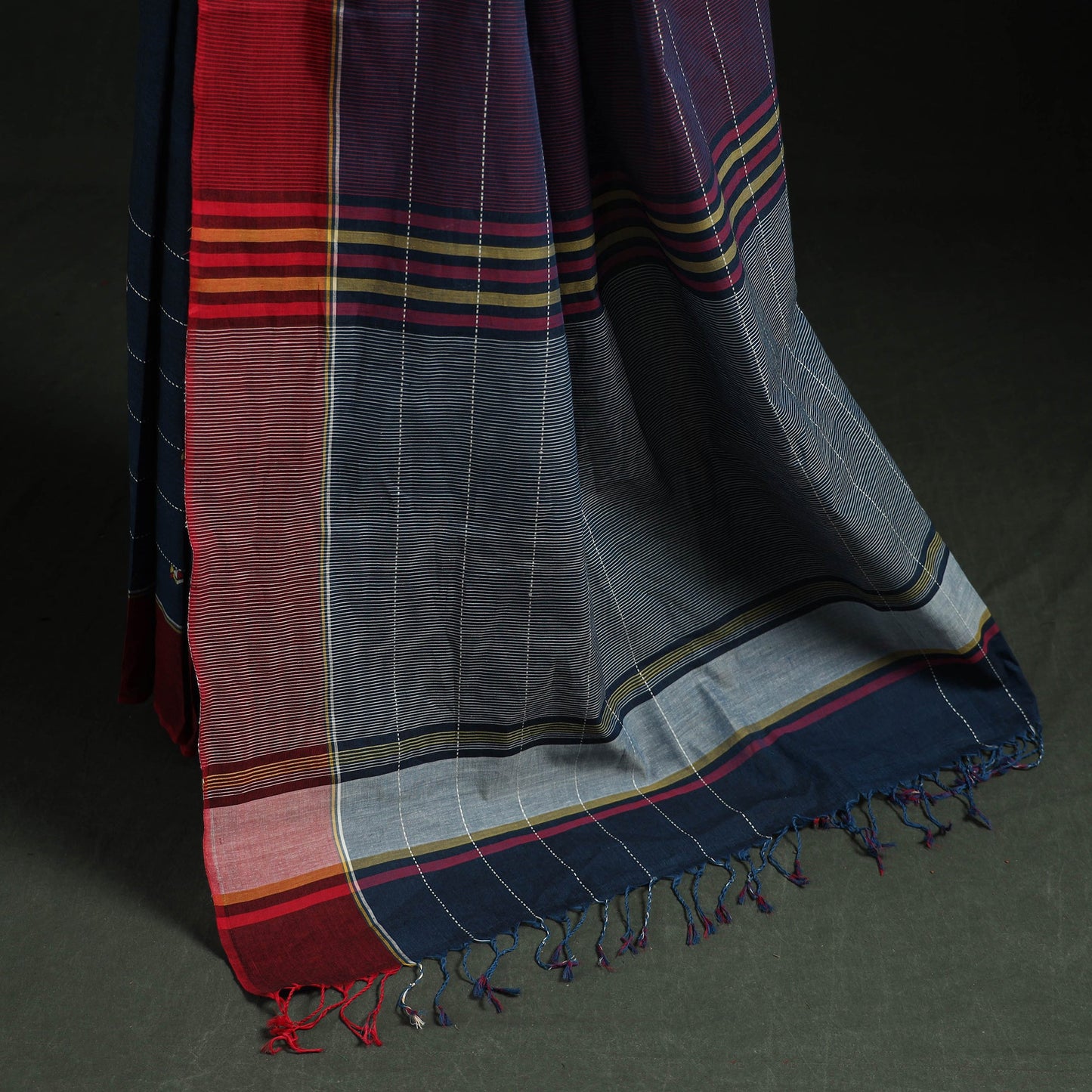 Blue - handspun handloom cotton srikakulam jamdani saree 11