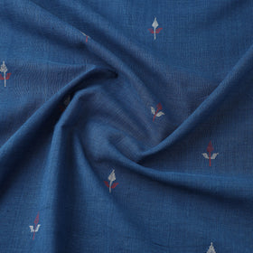 Blue Handspun Handloom Natural Dyed Cotton Jamdani Fabric