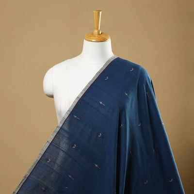 Blue Handspun Handloom Natural Dyed Cotton Jamdani Fabric