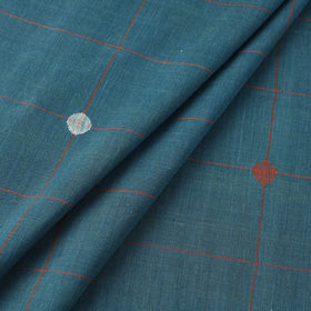 Blue Handspun Handloom Natural Dyed Cotton Jamdani Fabric