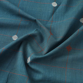 Blue Handspun Handloom Natural Dyed Cotton Jamdani Fabric
