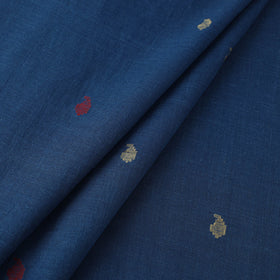 Blue Handspun Handloom Natural Dyed Cotton Jamdani Fabric