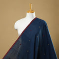 Blue Handspun Handloom Natural Dyed Cotton Jamdani Fabric