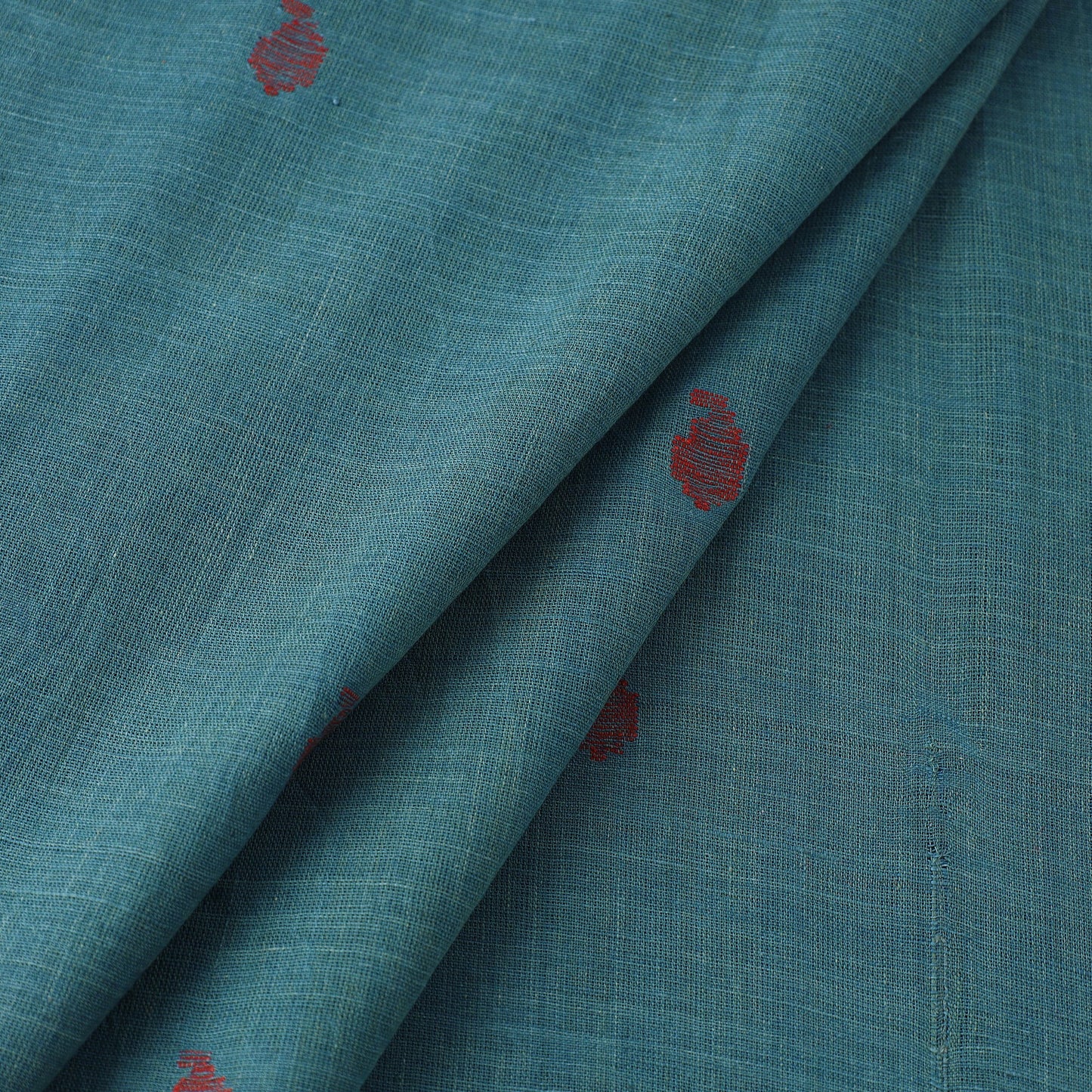 Blue Handspun Handloom Natural Dyed Cotton Jamdani Fabric