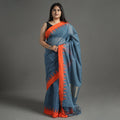 Blue - handspun handloom natural dyed fine silk cotton