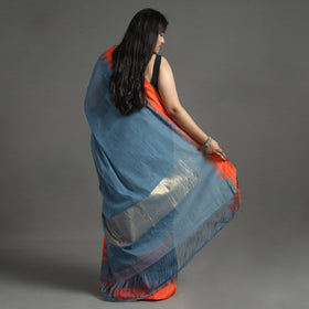 Blue - handspun handloom natural dyed fine silk cotton